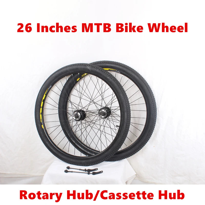 26-Inch MTB Wheelset – Aluminum Alloy with Disc Brakes and Durable Tires