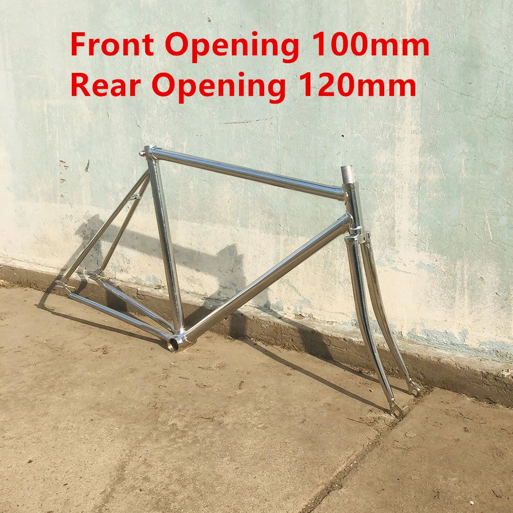 52cm Retro Single Speed Frame Vintage Silver with Carbon Steel