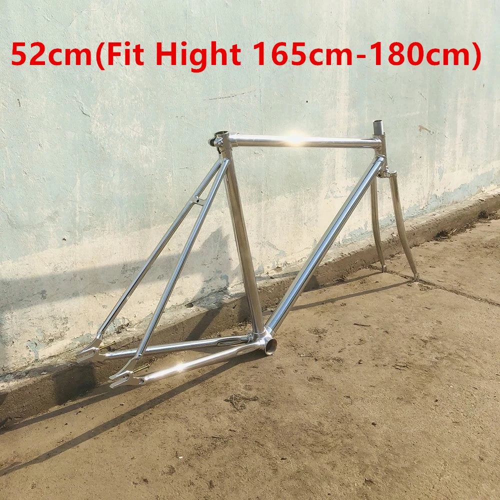 52cm Retro Single Speed Frame Vintage Silver with Carbon Steel