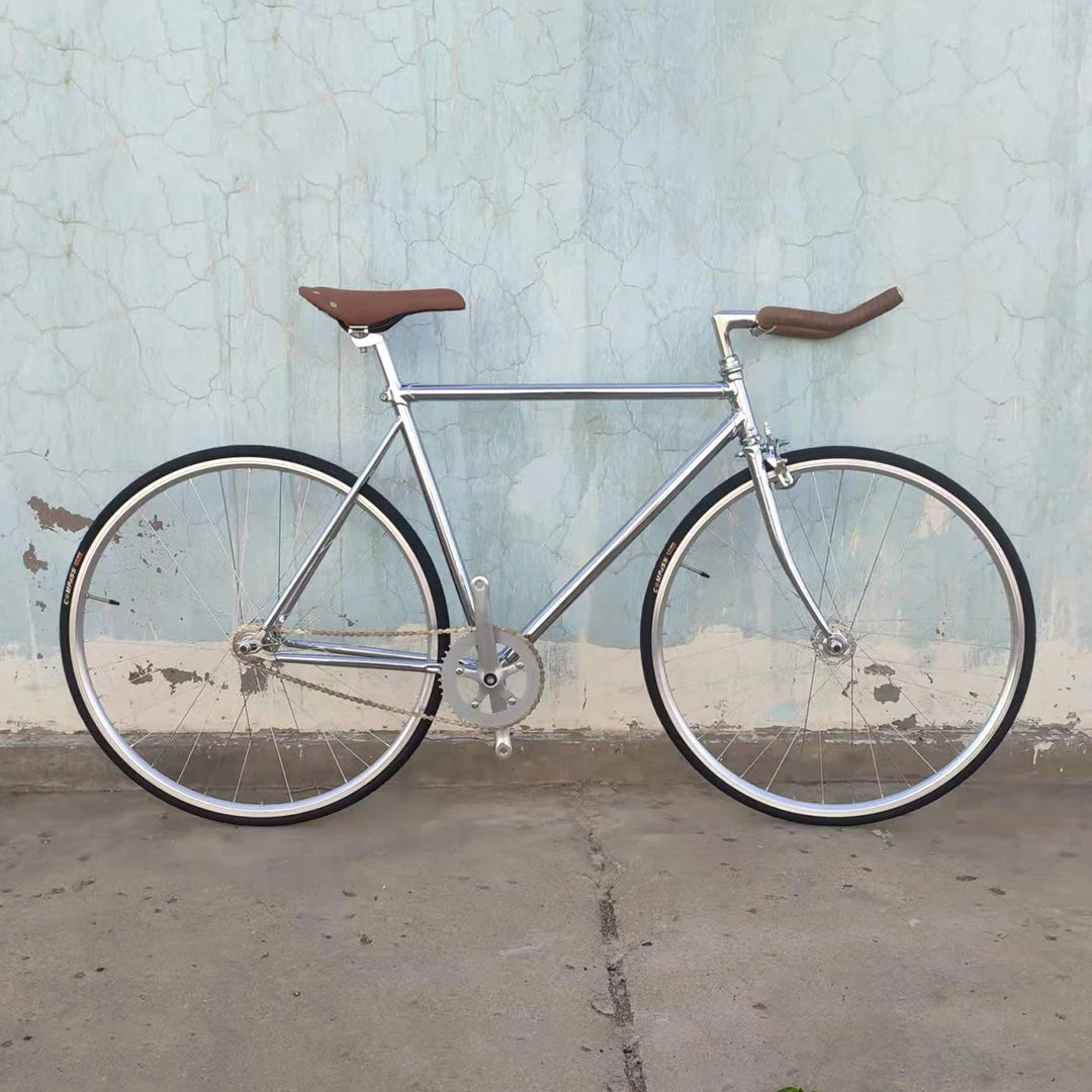 52cm Retro Single Speed Frame Vintage Silver with Carbon Steel