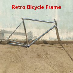 52cm Retro Single Speed Frame Vintage Silver with Carbon Steel