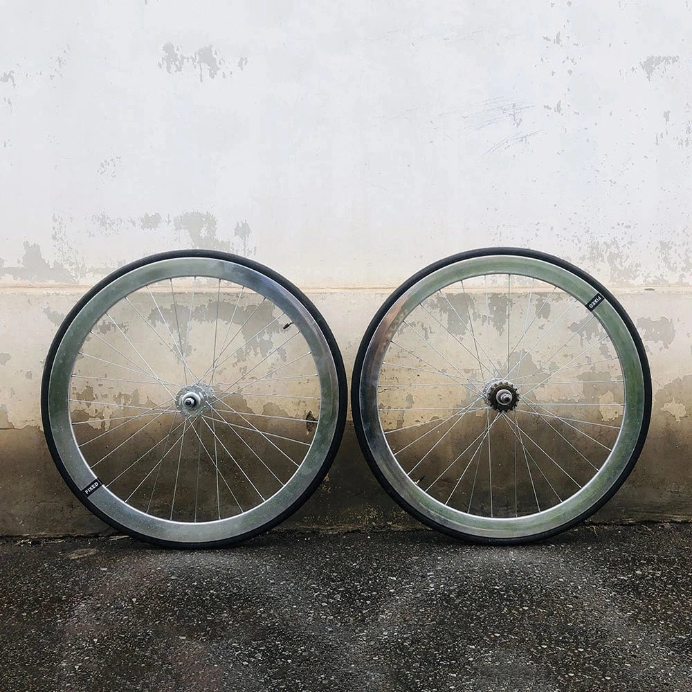 700C Fixie Wheelset 50mm Silver Aluminum Alloy with Tires