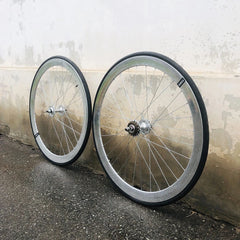 700C Fixie Wheelset 50mm Silver Aluminum Alloy with Tires