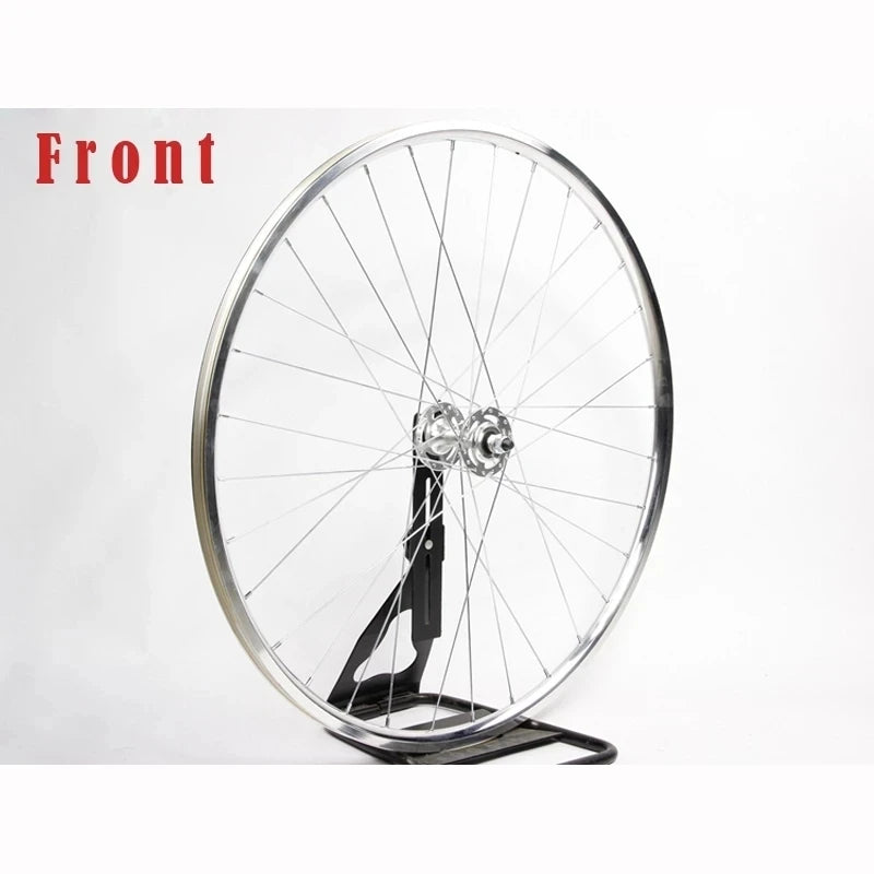 700C Fixed Gear Wheelset 32-Hole Silver Aluminum Alloy Rims