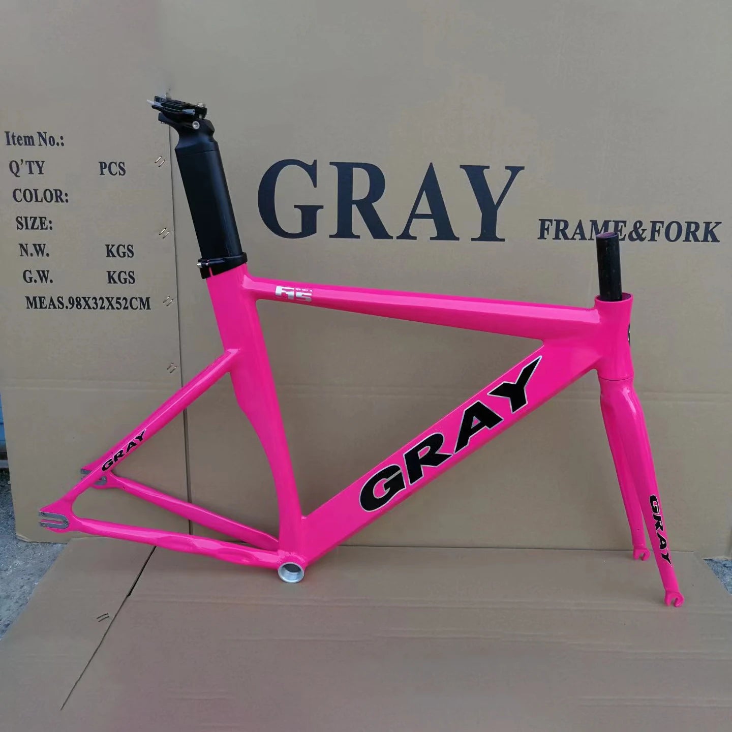 Gray Fixed Gear Frame Aluminum Alloy with Carbon Fiber Fork