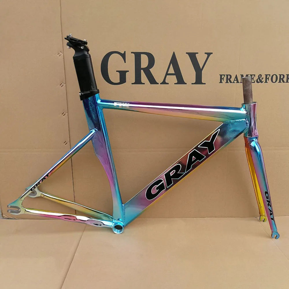 Gray Fixed Gear Frame Aluminum Alloy with Carbon Fiber Fork