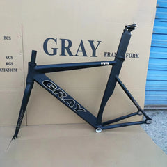 Gray Fixed Gear Frame Aluminum Alloy with Carbon Fiber Fork