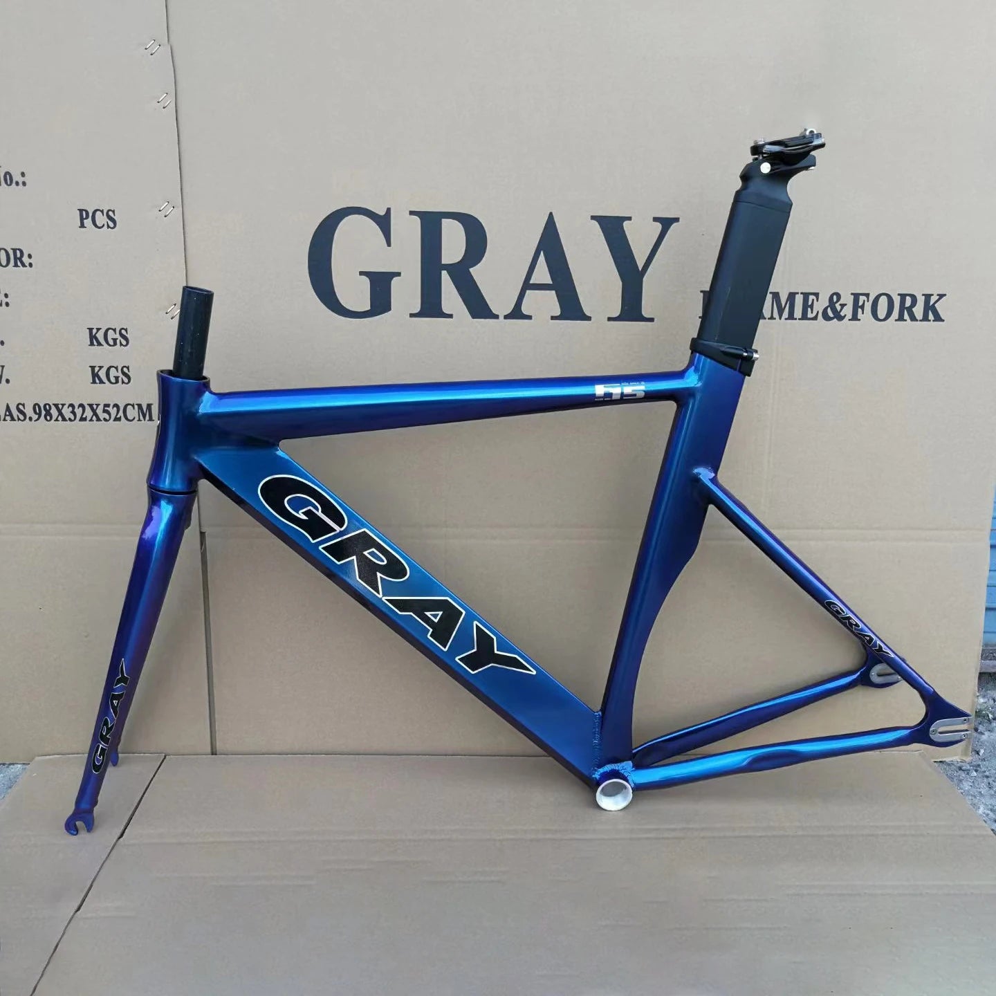 Gray Fixed Gear Frame Aluminum Alloy with Carbon Fiber Fork