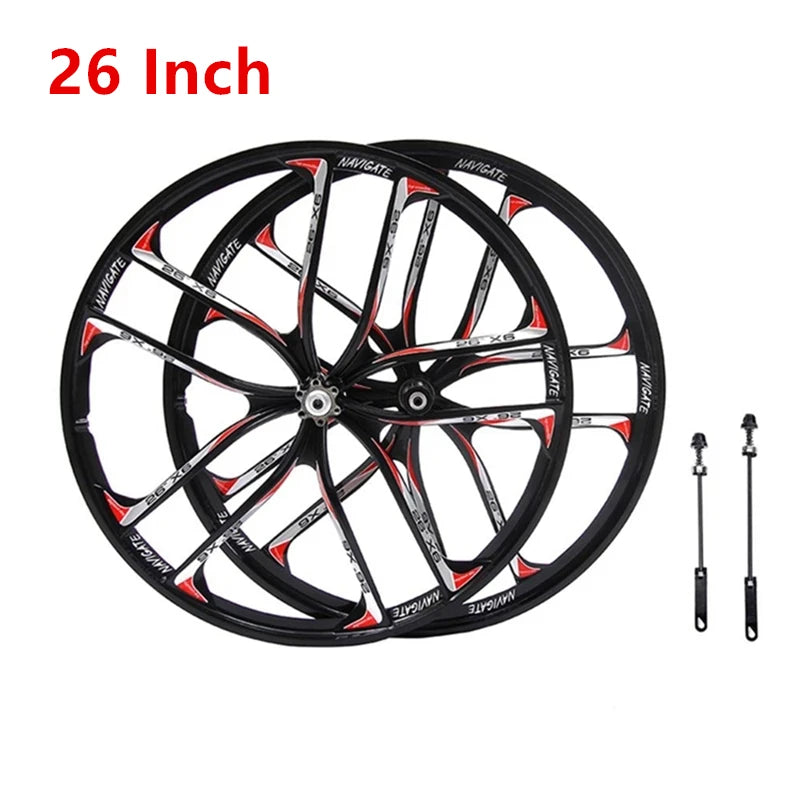 MTB 10-Spoke Magnesium Alloy Wheelset – Quick Release with Cassette Hub