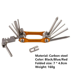 11-Function Portable Bike Repair Tool – Folding Steel Multitool for MTB & Road