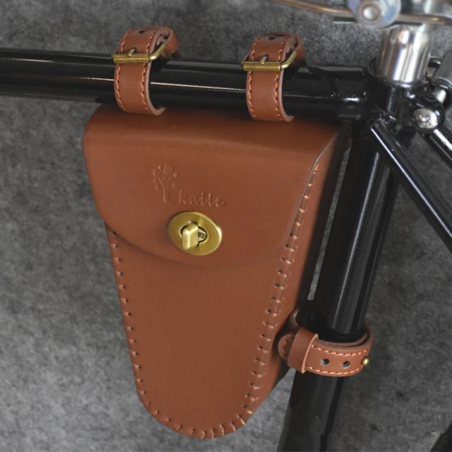 Retro Leather Frame Bag – Triangle Beam Pannier for Fixed Gear & Road Bikes